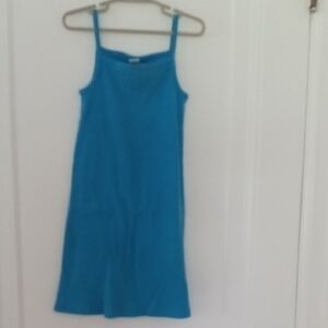 girl 5 blue ribbed spaghetti strap summer dress